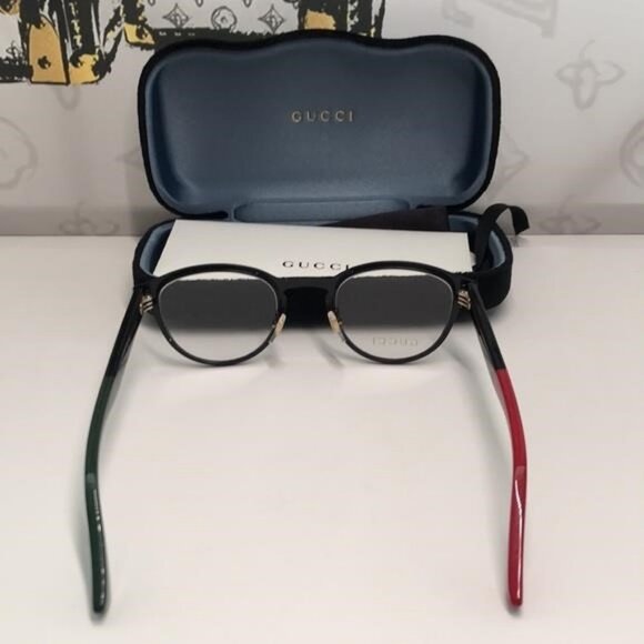 Gucci GG0161O 002 – Gloss Black with Green & Red Web Stripes | 48-23-145 | New A - Picture 9 of 11